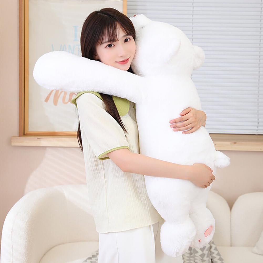 SNOWOLF Animales de peluche de oso con peso grandes, almohada decorativa de felpa de oso blanco de 31.5", peluche súper lindo kawaii de oso polar, juguetes de abrazo, regalos para niños, niñas y