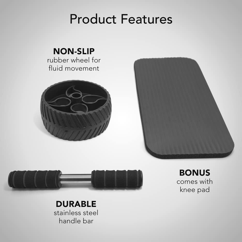 Sweet Sweat, rodillo portátil, rueda de ejercicio para abdominales para entrenamiento de fuerza | con alfombra para rodillas