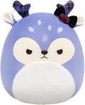 Squishmallows Original Binoche the Purple Fawn de 14 pulgadas con cuernos y lazo a cuadros - Peluche oficial de Jazwares (grande)