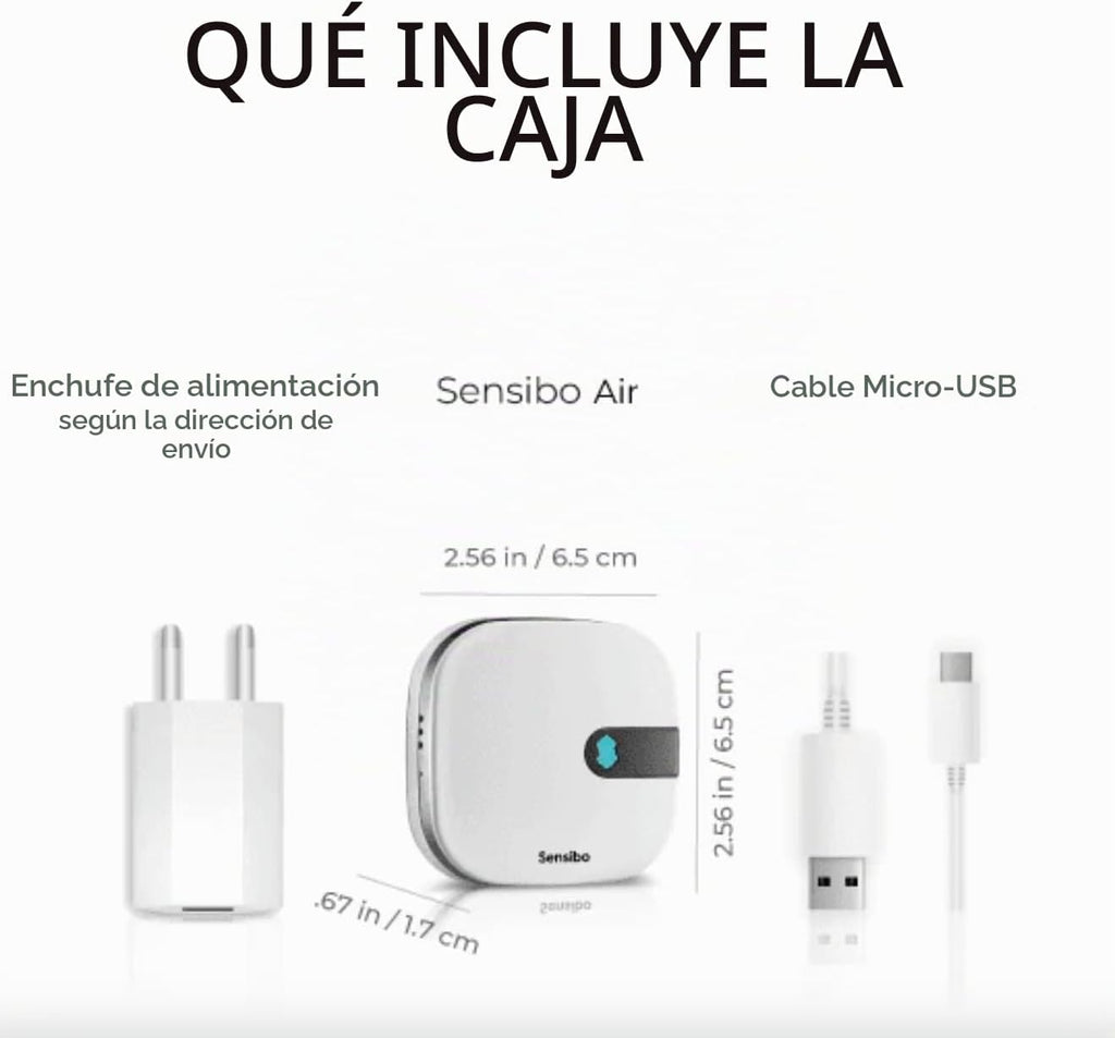 Sensibo Air - Controlador de aire acondicionado inteligente. Certificado Apple HomeKit. Instalación en 60 segundos. Mantiene características de confort y ahorro de energía. Compatible con Google