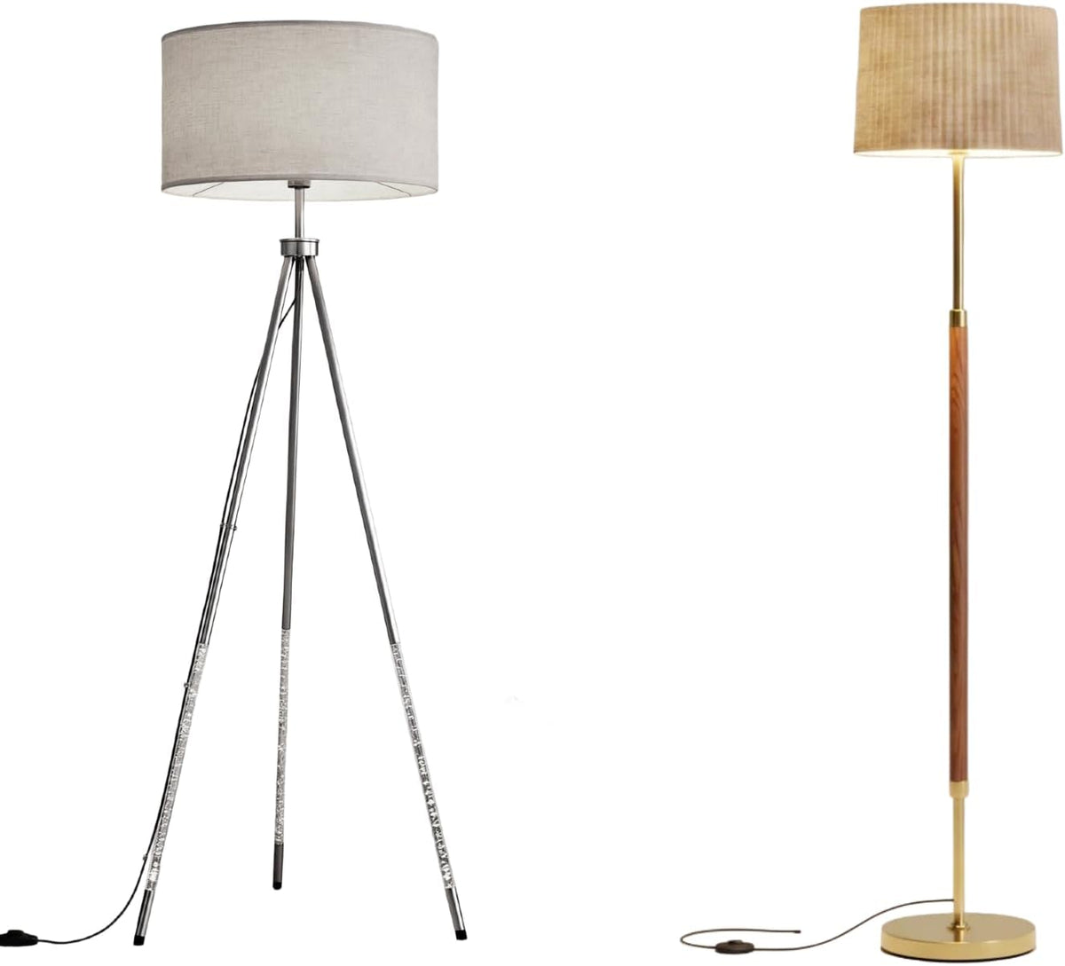Lámpara Lámpara de pie de trípode de metal moderno+lámpara de pie de madera moderna de mediados de siglo