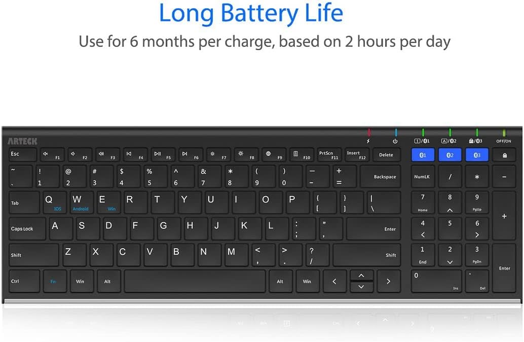 Arteck HB193 - Teclado Bluetooth universal multidispositivo de acer...