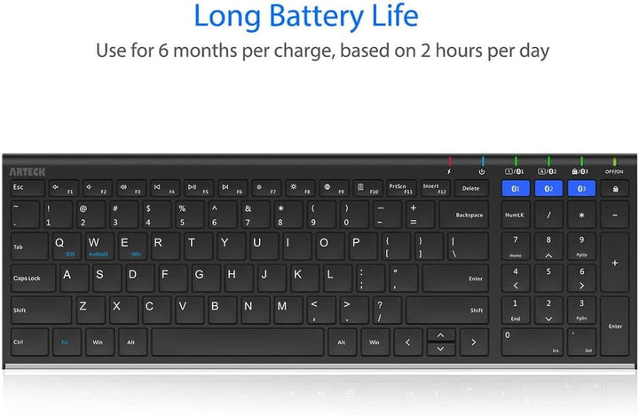 Arteck HB193 - Teclado Bluetooth universal multidispositivo de acer...
