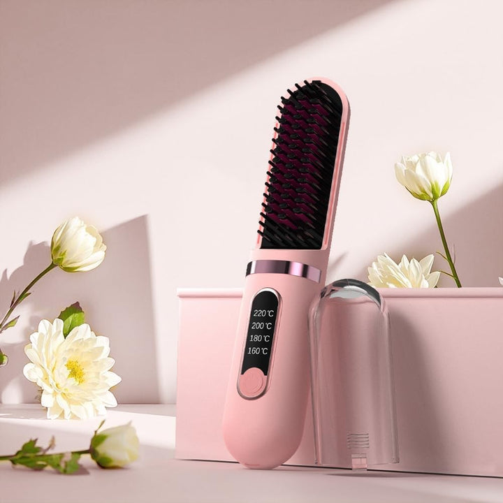 Cordless Hair Straightener Brush, Portable Straightening Brush for...