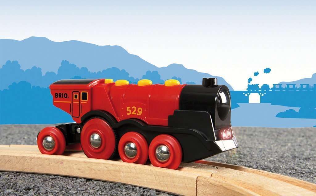 Locomotora Brio de acción potente, de color rojo