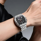 OLEVS Relojes para Hombre Multifuncionales de Negocios, Estilo Cuadrado, Acero Inoxidable, Resistente al Agua, Luz Luminosa, Lujo Casual, Pulsera para Hombre