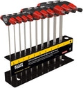 KLEIN TOOLS JTH610E Juego de llaves Allen de mango en T, tamaños SAE en pulgadas, juego de llaves Allen con hojas de 6 pulgadas, soporte incluido, 10 piezas