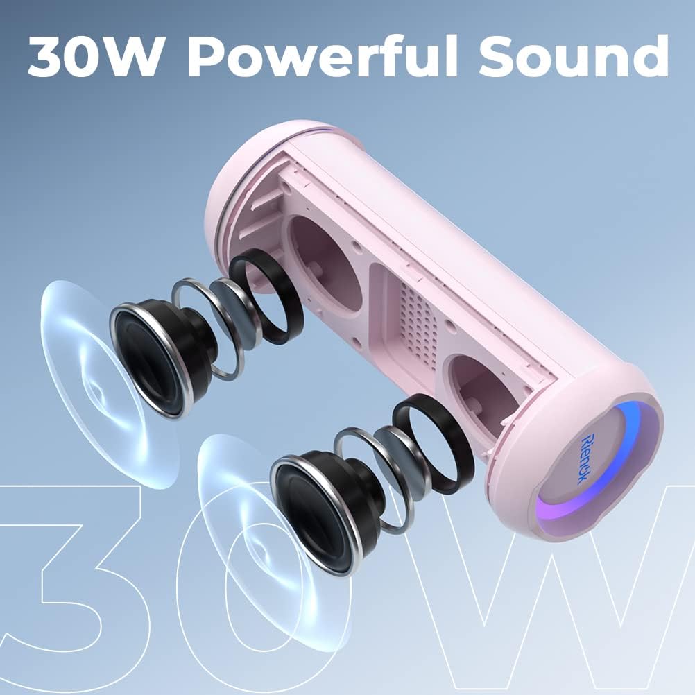 RIENOK - Bocina Bluetooth 5.3 portátil de 30W, emparejamiento dual,...