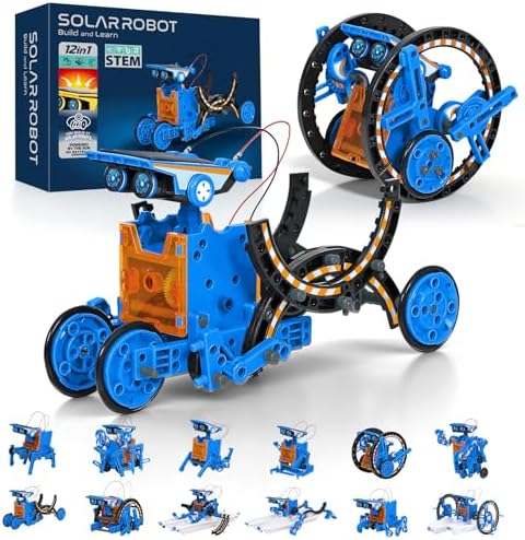 AESGOGO Kits de robot de energía solar STEM 12 en 1, juguetes para niños de 8 a 13 años, kit de construcción de robot educativo científico para niños, juego de experimentos de bricolaje, regalos de cu