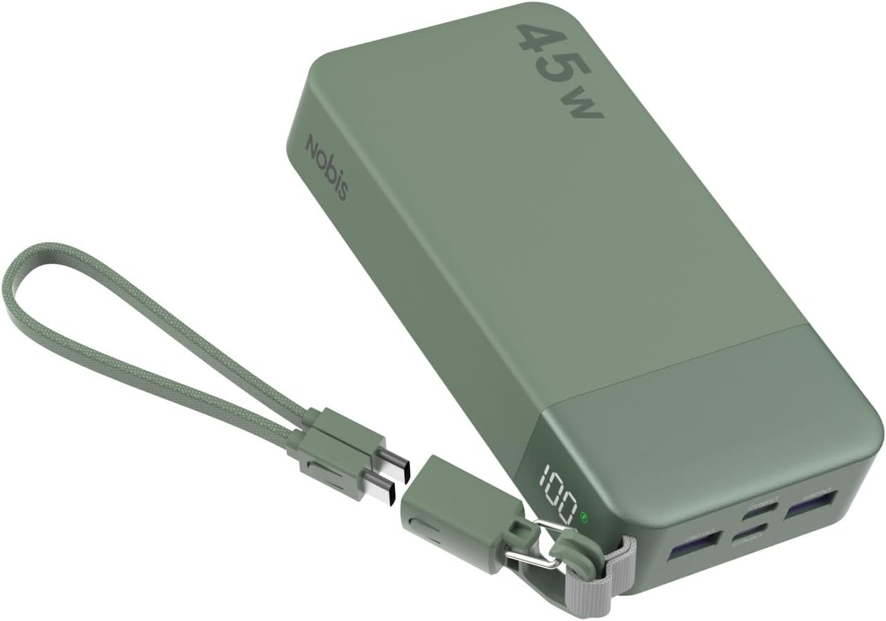 NOBIS Cargador portátil de 20000 mAh, batería de 45 W, carga rápida...