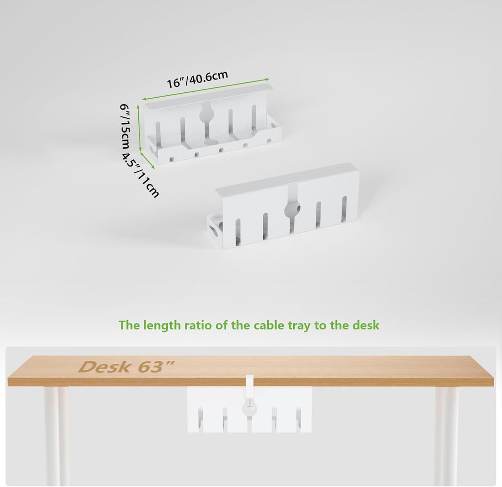 KEEGH Bandeja organizadora de cables para debajo del escritorio, 16