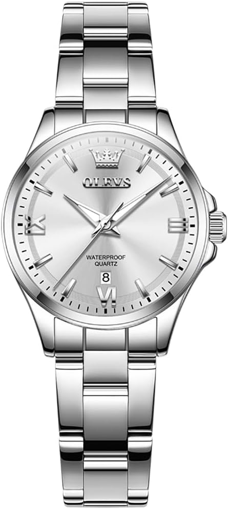 OLEVS Reloj para Mujer Lujo Acero Inoxidable Pulsera Pequeña para Vestir, a Prueba de Agua, Analógico