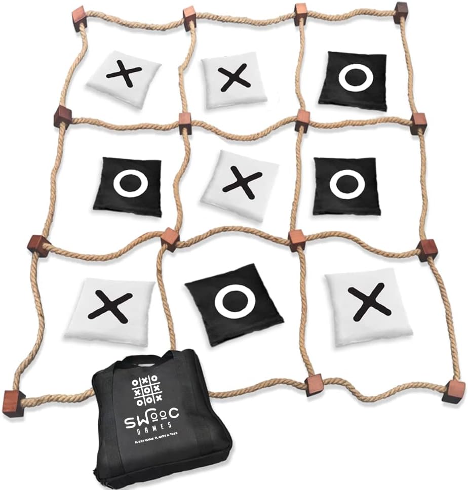 Swooc Games® - Juego de Tic Tac Toe Gigante para Exterior (Tod Weather) | 3 pies x 3 pies | Montaje instantáneo, sin necesidad de ensamblaje | Juegos gigantes al aire libre para adultos y familia | Juguetes para exterior | Diversión en césped y jardín