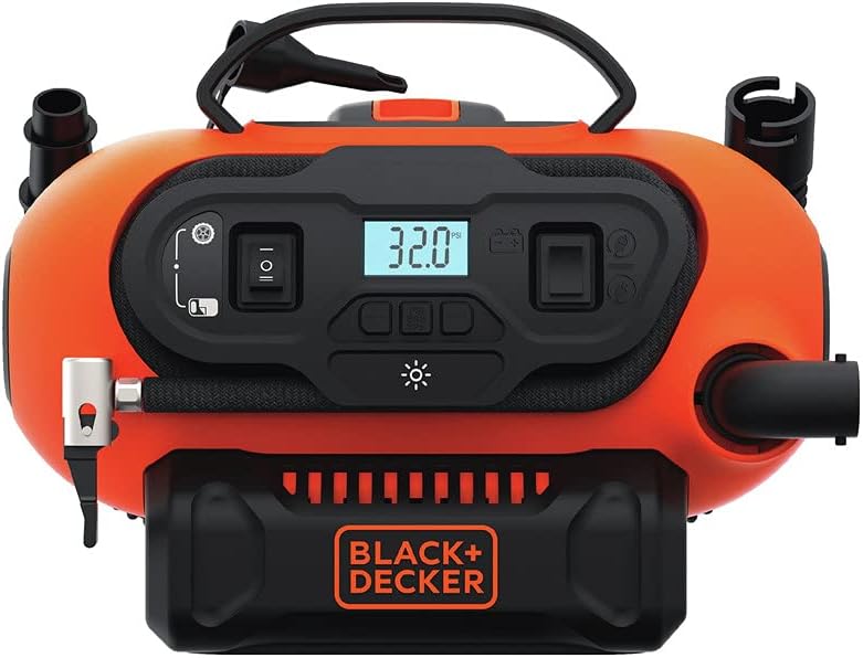 BLACK+DECKER Inflador de neumáticos, compresor de aire portátil, bo...