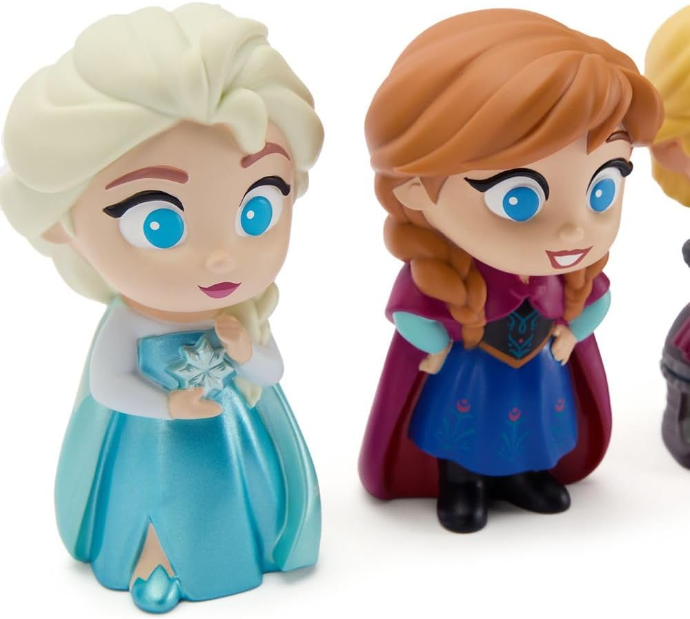 Disney Store Juego oficial de juguetes de baño de Frozen – Incluye 5 juguetes detallados con un cubo de almacenamiento colador – Diversión para el baño y juego acuático para niños