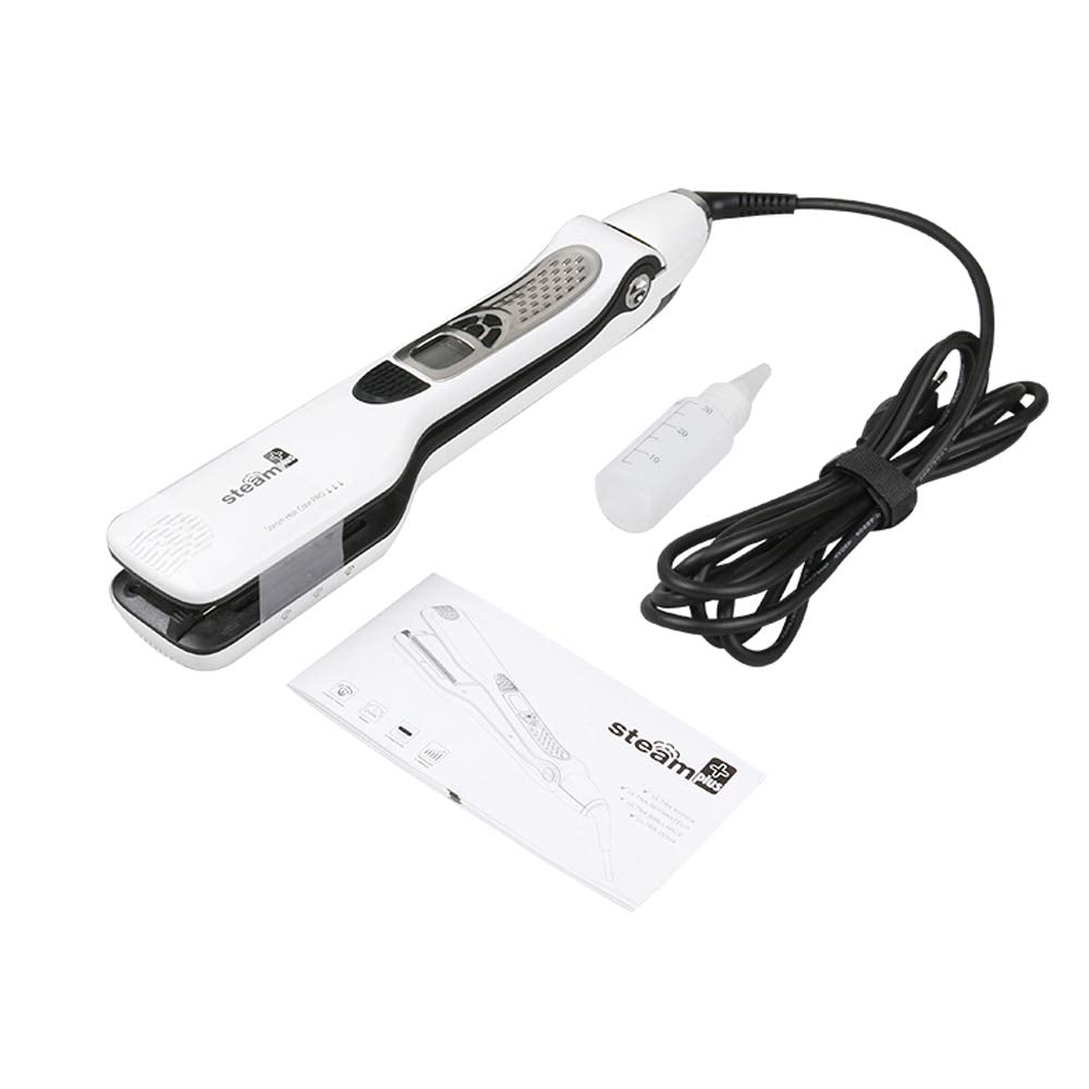 Plancha de pelo profesional a vapor, cepillo eléctrico de vapor ráp...