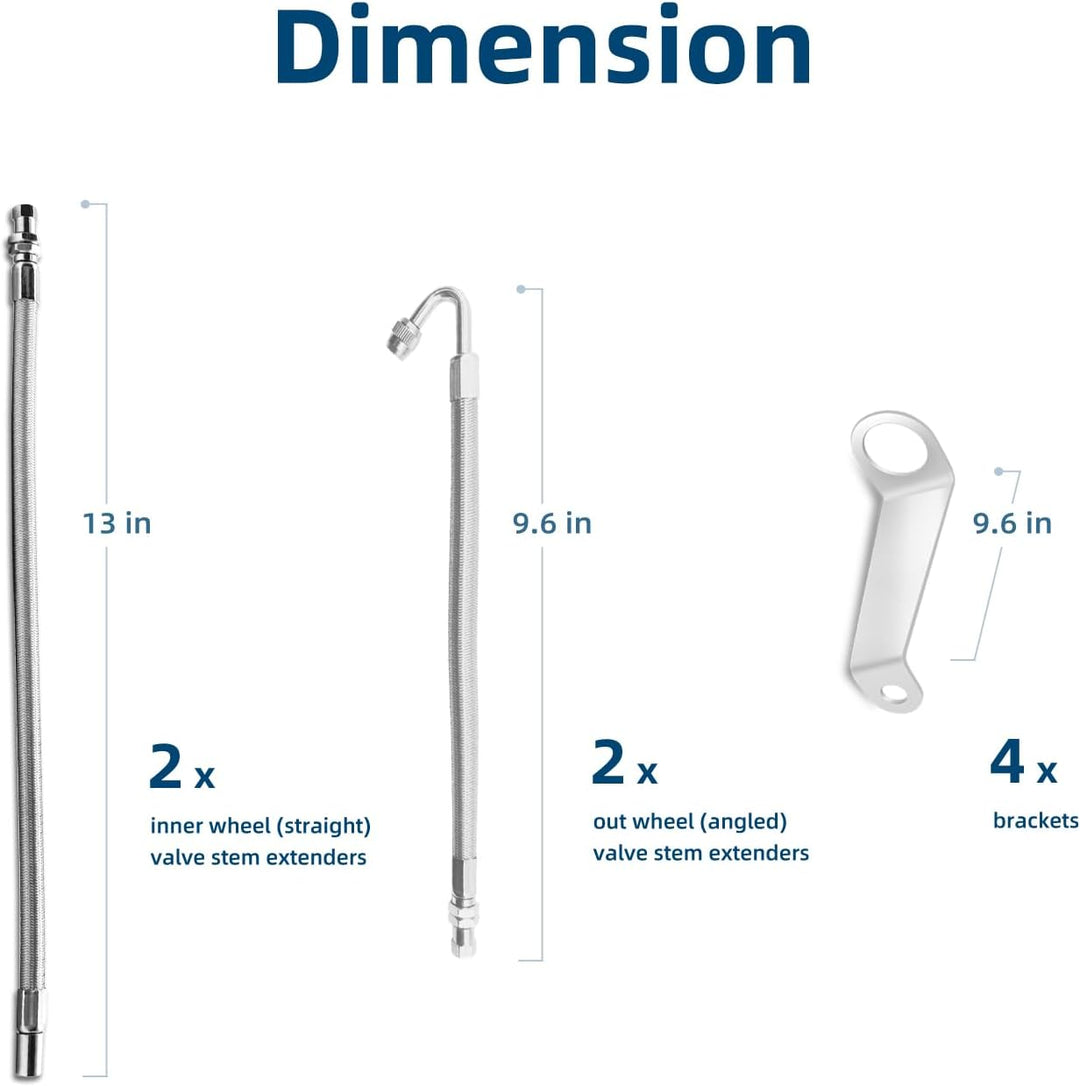Kit de Inflado de Aire para Neumáticos Dobles, Extensión de Válvula...