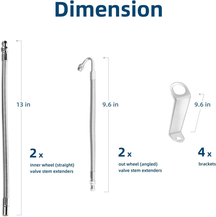 Kit de Inflado de Aire para Neumáticos Dobles, Extensión de Válvula...
