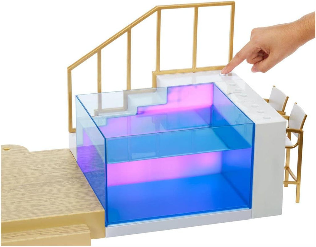 Rainbow High Juego de cambio de color: 7 en 1 piscina cambiadora multicolor iluminada, paraguas ajustable y accesorios de piscina. Se adapta a 7 muñecas de moda, regalo de juguete para niños de 6, 7, 8 + a 12 años