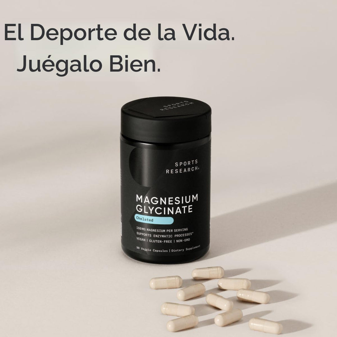 Sports Research® Glicinato de magnesio - Apoya el sueño reparador y...