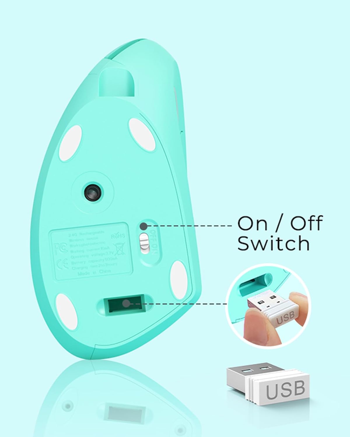Lekvey Ratón ergonómico, ratón inalámbrico vertical recargable de 2...