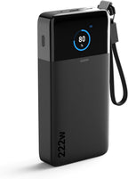JUOVI Cargador portátil de 222 W, cargador portátil de 25000 mAh con cable USB-C, 222W, Negro