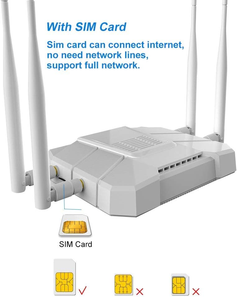 Wiflyer Blanco 4G LTE Router 1200Mbps Enrutador inalámbrico 4G LTE...