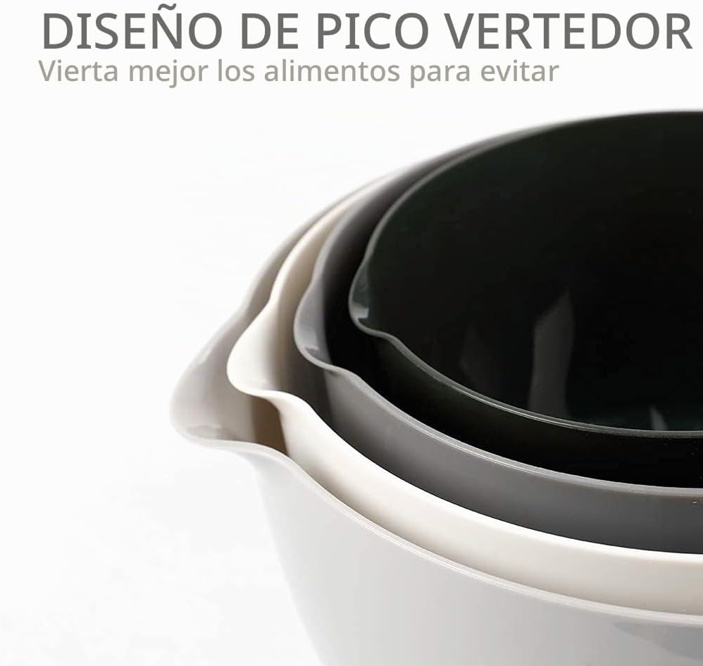 Juego de 4 cuencos clásicos para mezclar, plástico sin BPA