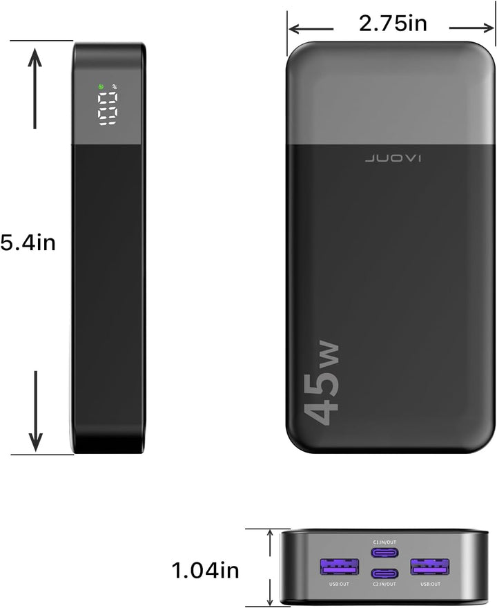 JUOVI Banco de energía de 20000 mAh 45 W + cargador portátil de 65...