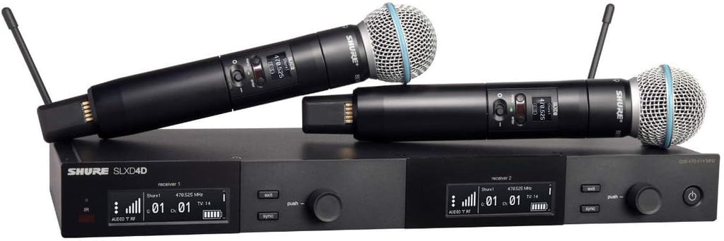 Sistema de micrófono inalámbrico digital de doble canal Shure, Canal dual, Banda G58 (470-514 MHz)