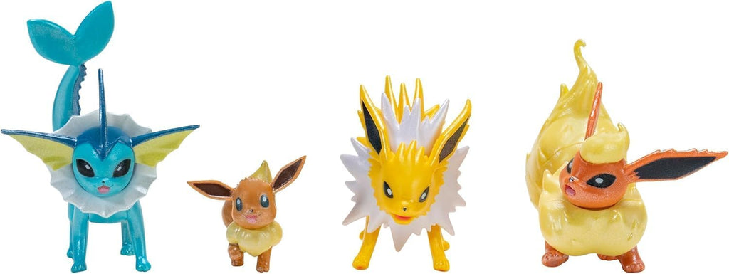 Pokemon Select Paquete de Evolución de Eevee - Incluye figuras de batalla de 5 cm de Eevee más figuras de 7.5 cm de Jolteon, Vaporeon y Flareon