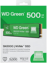 Western Digital SSD interno WD SN3000 NVMe verde de 500 GB - Unidad...