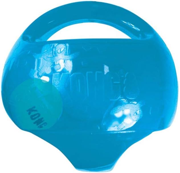KONG Jumbler Ball - Juguete interactivo para perros y cachorros, juguete de búsqueda con pelota de tenis, suministros para perros para juegos atractivos, para perros grandes/XL, color proporcionado al