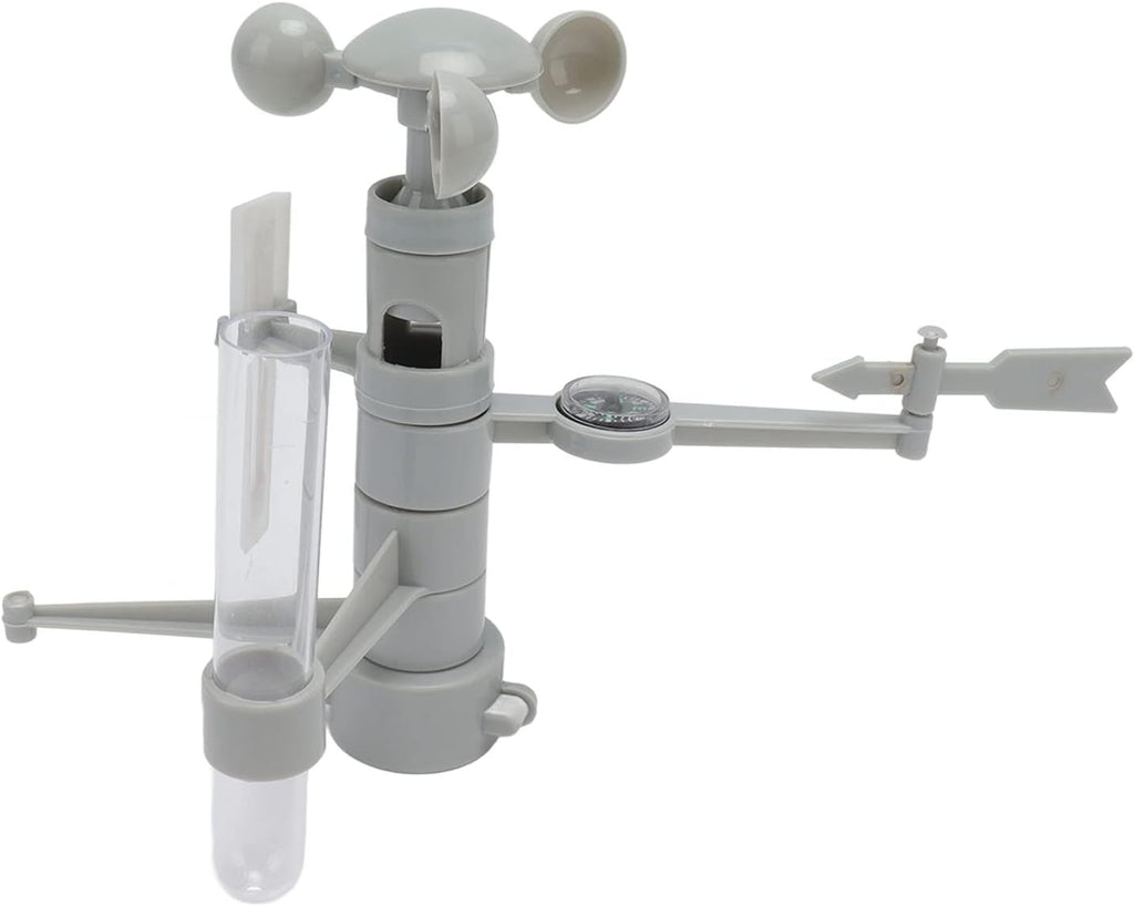 Fafeicy Kit de estación meteorológica multifunción de plástico con anemómetro de paletas de viento, termómetro y medidor de lluvia para niños de 7 a 14 años, aprendizaje científico