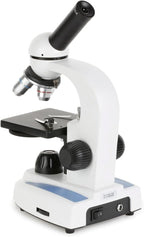 AmScope Microscopio monocular compuesto digital M149C-PB10-WM-E, oculares WF10x y WF25x, aumento de 40x-1000x, iluminación LED, Brightfield, condensador de una sola lente, escenario liso, 110 V o