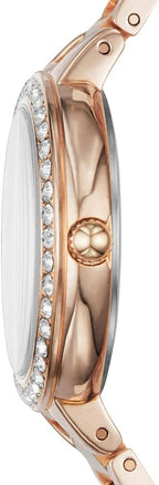 Karli Reloj de acero inoxidable con tres manecillas en tono oro rosa