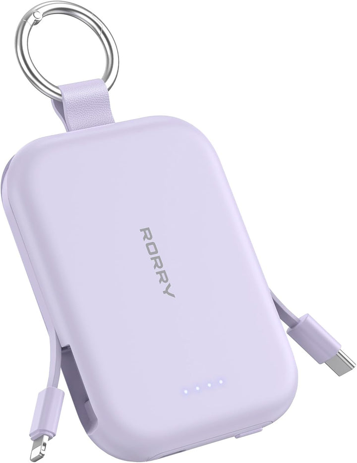 RORRY Cargador portátil, batería externa de 5000mAh con cables inco...