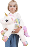 Almohada de Juguete de Peluche de Unicornio Grande de 24 Pulgadas, Lindo Unicornio Gigante Suave con Alas de Arcoíris Muñeca Grande, Regalo para Niños, Niñas, Chicos, San Valentín, Cumpleaños