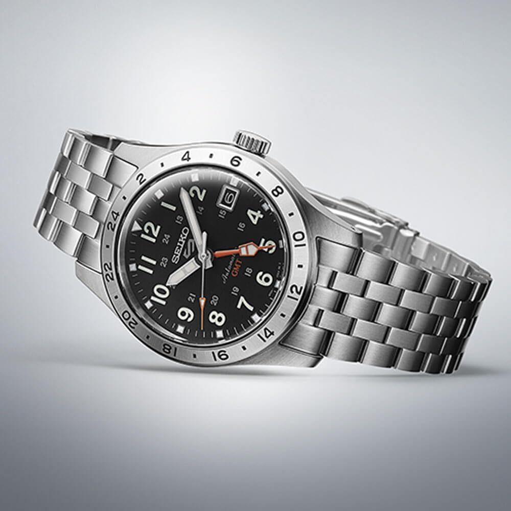 Reloj automático SEIKO para hombre - Colección 5 Sports - Reloj deportivo para hombre, acero inoxidable, aguja GMT - Resistente al agua 100M