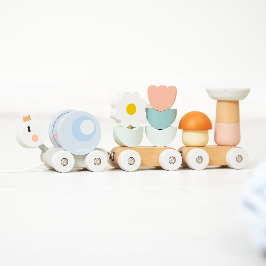 Janod - Juguete de tren de caracol - Multicolor - 10 piezas