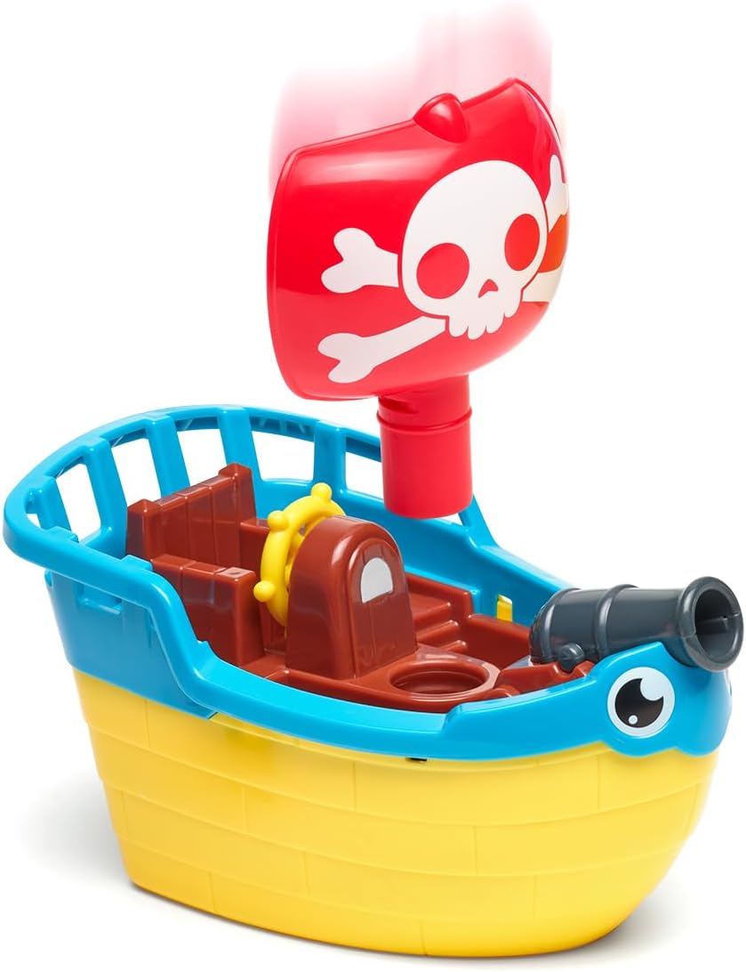 Wow Toys Pip The Pirate Ship - Barco pirata alimentado por fricción con figuras y cañón | Sin baterías, juguete duradero de baño o sala de juegos para niños pequeños de 1 a 5 años