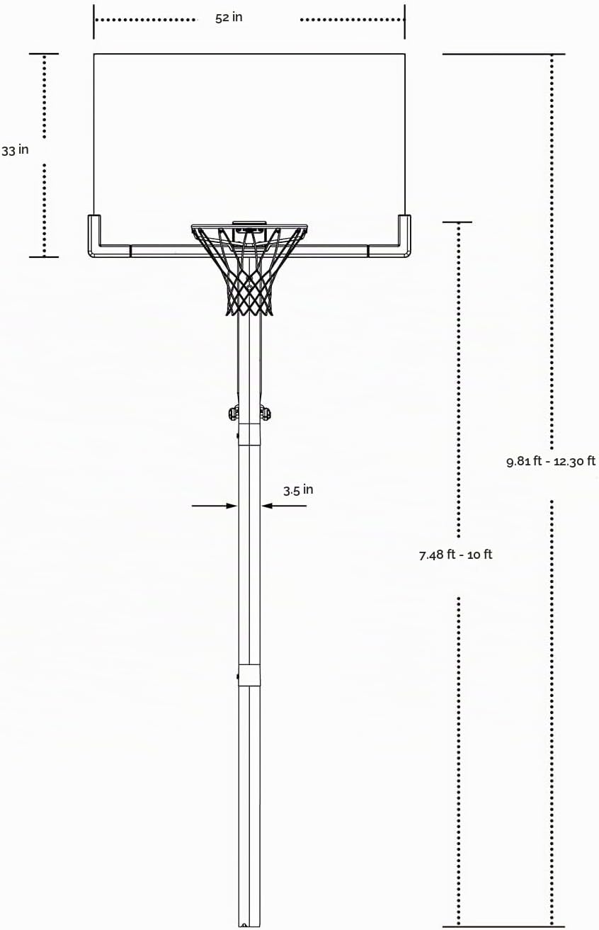 Lifetime 71281 Sistema de baloncesto en el suelo con elevador de potencia, tablero inastillable de 52 pulgadas