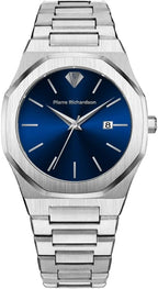 PIERRE RICHARDSON PR5428 Reloj de lujo para hombre – Movimiento de cuarzo japonés, acero inoxidable, 41mm, 5ATM resistente al agua, cristal de zafiro resistente a los arañazos – Reloj de vestir