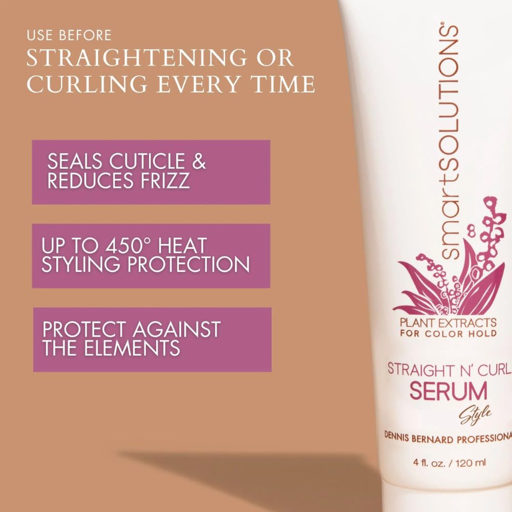 SMART SOLUTIONS Straight N' Curl Serum 12 oz, | Suaviza y endereza | Curva y riza | Sin parabenos | A base de plantas