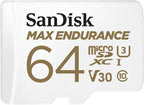 SANDISK Tarjeta microSDXC de resistencia máxima de 64 GB con adaptador para