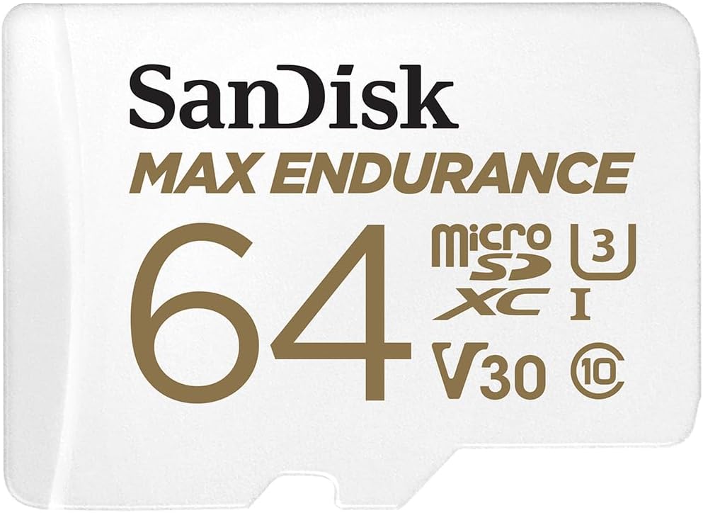 SANDISK Tarjeta microSDXC de resistencia máxima de 64 GB con adaptador para