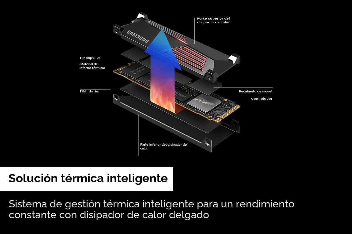 Samsung 990 PRO SSD con disipador de calor 1TB, NVMe M.2, velocidad...