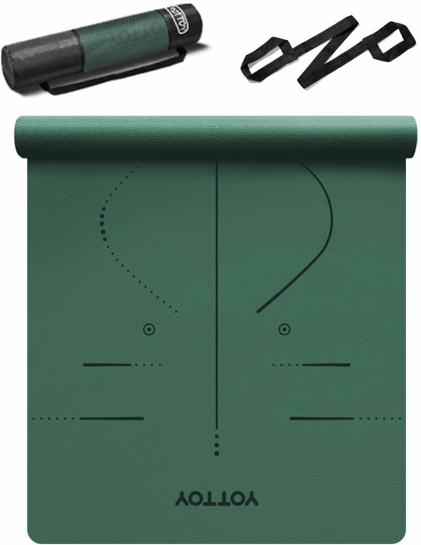YOTTOY Esterilla de Yoga, 72"x 32"x1/3" Extra Ancha Antideslizante para Ejercicio Fitness Yoga, Esterillas Ecológicas de TPE para Ejercicio para Mujeres y Hombres Entrenamiento en Casa con Bolsa con