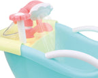 JC Toys - Cuna mecedora y accesorios para muñeca, perfectos para pequeños, Juego de baño azul/rosa