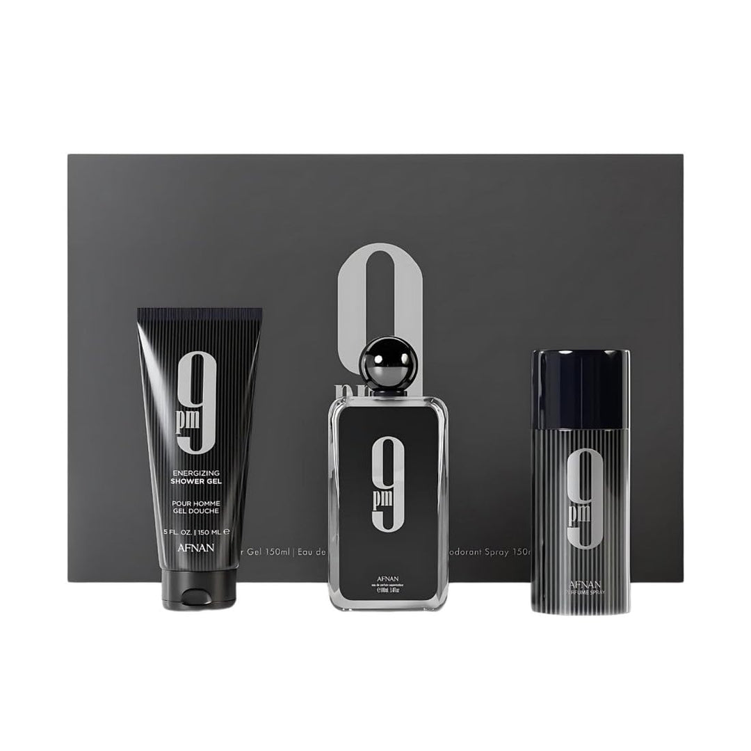 Afnan 9 Pm - Juego de 3 piezas para hombres (3.4 oz de eau de parfu...